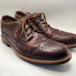 Bostonian Wingtip Brogue Oxford Men's 8 Brown Leather Lace Up Dress Shoe Derby